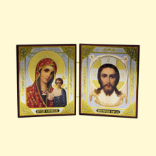 Икона-Складень двойная , 13x22 см,дерево,двойное тиснение