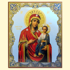 Икона ″Иверская″ 30x40 см,деревянная,двойное тиснение