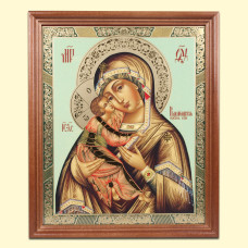 Икона ″Владимирская″ деревянная рама, под стеклом, 20 x 24 см
